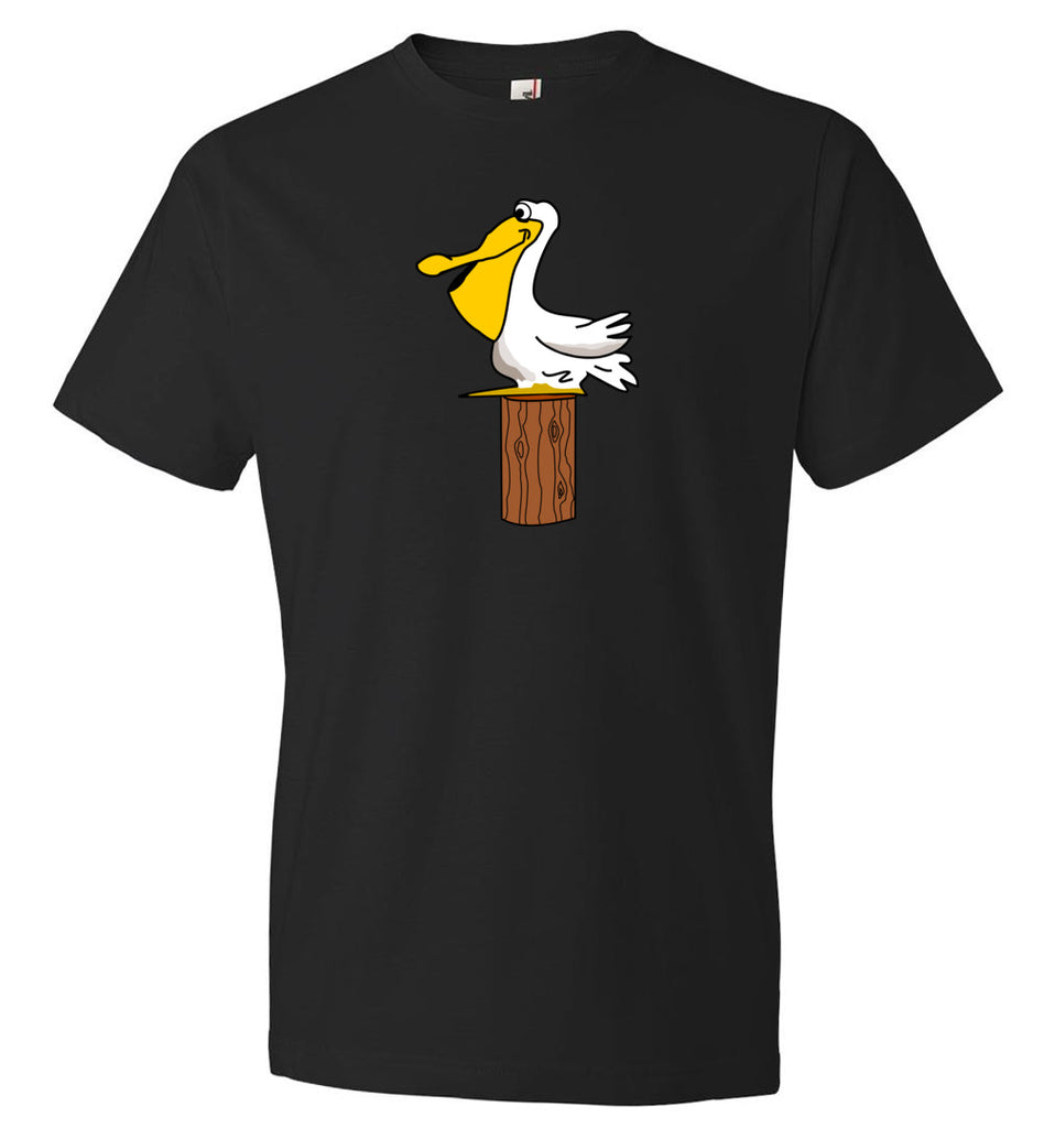 Pelican on black unisex T-Shirt