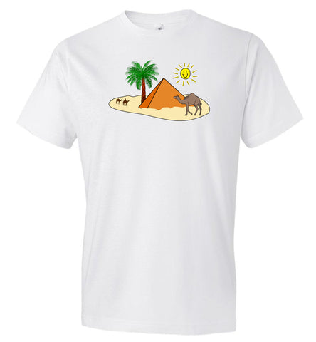 Camel and Pyramid on white unisex T-Shirt