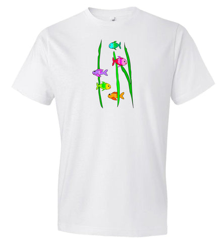 Fish and seaweed on white unisex T-Shirt